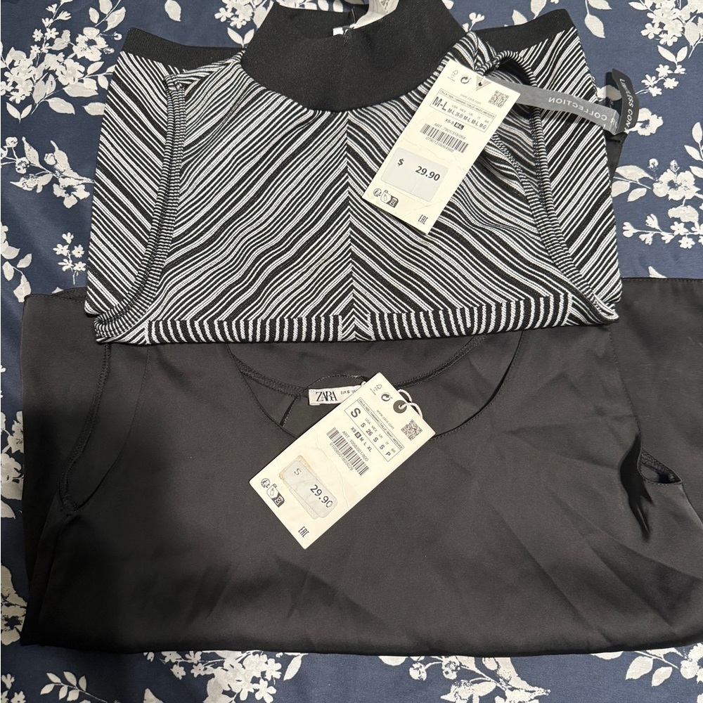 Zara Black and White Tank Top Geometric Pattern